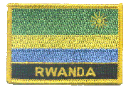 Named Flag Patch of Rwanda - 2¼x3¼" embroidered Named Flag Patch of Rwanda.<BR>Combines with our other Named Flag Patches for discounts.