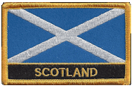 Named Flag Patch of Scotland - Cross - 2¼x3¼" embroidered Named Flag Patch of Scotland - St Andrew's Cross.<BR>Combines with our other Named Flag Patches for discounts.