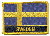 Named Flag Patch of Sweden - 2¼x3¼" embroidered Named Flag Patch of Sweden.<BR>Combines with our other Named Flag Patches for discounts.