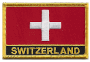 Named Flag Patch of Switzerland - 2¼x3¼" embroidered Named Flag Patch of Switzerland.<BR>Combines with our other Named Flag Patches for discounts.