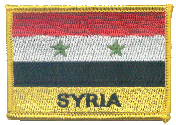 Named Flag Patch of Syria - 2¼x3¼" embroidered Named Flag Patch of Syria.<BR>Combines with our other Named Flag Patches for discounts.