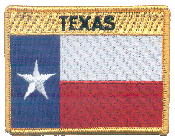 Named Flag Patch of State of Texas - 2¾x3½" embroidered Named Flag Patch of the State of Texas.<BR>Combines with our other Named Flag Patches for discounts.