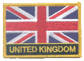 Named Flag Patch of United Kingdom - 2¼x3¼" embroidered Named Flag Patch of the United Kingdom.<BR>Combines with our other Named Flag Patches for discounts.