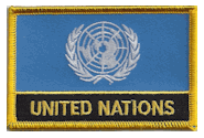 Named Flag Patch of United Nations - 2¼x3¼" embroidered Named Flag Patch of the United Nations.<BR>Combines with our other Named Flag Patches for discounts.