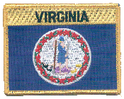 Named Flag Patch of State of Virginia - 2¾x3½" embroidered Named Flag Patch of the State of Virginia.<BR>Combines with our other Named Flag Patches for discounts.