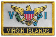 Named Flag Patch of Virgin Islands - 2¼x3¼" embroidered Named Flag Patch of the Virgin Islands.<BR>Combines with our other Named Flag Patches for discounts.