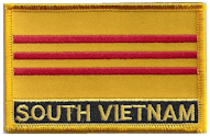Named Flag Patch of Vietnam - South - 2¼x3¼" embroidered Named Flag Patch of South Vietnam.<BR>Combines with our other Named Flag Patches for discounts.
