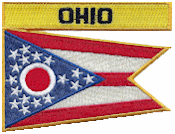 Named Flag Patch of State of Ohio - 2¾x3½" embroidered Named Flag Patch of the State of Ohio.<BR>Combines with our other Named Flag Patches for discounts.