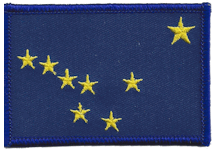 Standard Rectangle Flag Patch of State of Alaska - 2¼x3½" embroidered Standard Rectangle Flag Patch of the State of Alaska.<BR>Combines with our other Standard Rectangle Flag Patches for discounts.