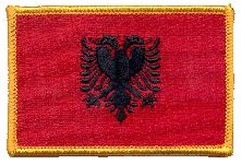 Standard Rectangle Flag Patch of Albania - 2¼x3½" embroidered Standard Rectangle Flag Patch of Albania.<BR>Combines with our other Standard Rectangle Flag Patches for discounts.