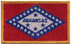 Standard Rectangle Flag Patch of State of Arkansas - 2¼x3½" embroidered Standard Rectangle Flag Patch of the State of Arkansas.<BR>Combines with our other Standard Rectangle Flag Patches for discounts.