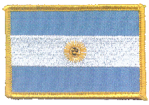 Standard Rectangle Flag Patch of Argentina - 2¼x3½" embroidered Standard Rectangle Flag Patch of Argentina.<BR>Combines with our other Standard Rectangle Flag Patches for discounts.