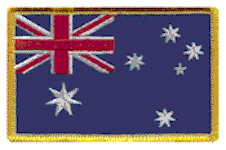 Standard Rectangle Flag Patch of Australia - 2¼x3½" embroidered Standard Rectangle Flag Patch of Australia.<BR>Combines with our other Standard Rectangle Flag Patches for discounts.