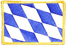 Standard Rectangle Flag Patch of Bavaria - 2¼x3½" embroidered Standard Rectangle Flag Patch of Bavaria.<BR>Combines with our other Standard Rectangle Flag Patches for discounts.