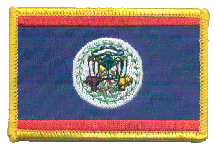 Standard Rectangle Flag Patch of Belize - 2¼x3½" embroidered Standard Rectangle Flag Patch of Belize.<BR>Combines with our other Standard Rectangle Flag Patches for discounts.