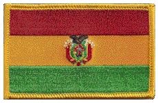 Standard Rectangle Flag Patch of Bolivia - 2¼x3½" embroidered Standard Rectangle Flag Patch of Bolivia.<BR>Combines with our other Standard Rectangle Flag Patches for discounts.