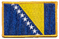 Standard Rectangle Flag Patch of Bosnia - 2¼x3½" embroidered Standard Rectangle Flag Patch of Bosnia.<BR>Combines with our other Standard Rectangle Flag Patches for discounts.