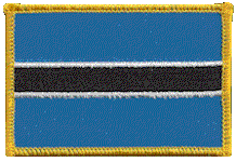 Standard Rectangle Flag Patch of Botswana - 2¼x3½" embroidered Standard Rectangle Flag Patch of Botswana.<BR>Combines with our other Standard Rectangle Flag Patches for discounts.