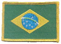 Standard Rectangle Flag Patch of Brazil - 2¼x3½" embroidered Standard Rectangle Flag Patch of Brazil.<BR>Combines with our other Standard Rectangle Flag Patches for discounts.