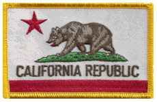 Standard Rectangle Flag Patch of State of California - 2¼x3½" embroidered Standard Rectangle Flag Patch of the State of California.<BR>Combines with our other Standard Rectangle Flag Patches for discounts.