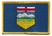 Standard Rectangle Flag Patch of Canadian Province of Alberta - 2¼x3½" embroidered Standard Rectangle Flag Patch of Alberta.<BR>Combines with our other Standard Rectangle Flag Patches for discounts.