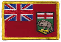 Standard Rectangle Flag Patch of Canadian Province of Manitoba - 2¼x3½" embroidered Standard Rectangle Flag Patch of Manitoba.<BR>Combines with our other Standard Rectangle Flag Patches for discounts.