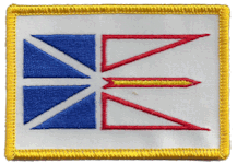 Standard Rectangle Flag Patch of Canadian Province of Newfoundland and Labrador - 2¼x3½" embroidered Standard Rectangle Flag Patch of Newfoundland and Labrador.<BR>Combines with our other Standard Rectangle Flag Patches for discounts.