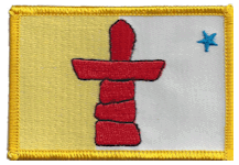 Standard Rectangle Flag Patch of Canadian Territory of Nunavut - 2¼x3½" embroidered Standard Rectangle Flag Patch of Nunavut.<BR>Combines with our other Standard Rectangle Flag Patches for discounts.