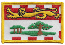 Standard Rectangle Flag Patch of Canadian Province of Prince Edward Island - 2¼x3½" embroidered Standard Rectangle Flag Patch of Prince Edward Island.<BR>Combines with our other Standard Rectangle Flag Patches for discounts.