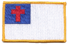 Standard Rectangle Christian Flag Patch - 2¼x3½" embroidered Standard Rectangle Christian Flag Patch.<BR>Combines with our other Standard Rectangle Flag Patches for discounts.