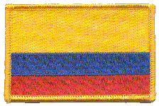 Standard Rectangle Flag Patch of Colombia - 2¼x3½" embroidered Standard Rectangle Flag Patch of Colombia.<BR>Combines with our other Standard Rectangle Flag Patches for discounts.