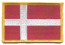 Standard Rectangle Flag Patch of Denmark - 2¼x3½" embroidered Standard Rectangle Flag Patch of Denmark.<BR>Combines with our other Standard Rectangle Flag Patches for discounts.