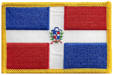 Standard Rectangle Flag Patch of Dominican Republic - 2¼x3½" embroidered Standard Rectangle Flag Patch of the Dominican Republic.<BR>Combines with our other Standard Rectangle Flag Patches for discounts.