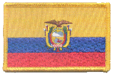 Standard Rectangle Flag Patch of Ecuador - 2¼x3½" embroidered Standard Rectangle Flag Patch of Ecuador.<BR>Combines with our other Standard Rectangle Flag Patches for discounts.