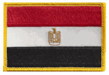 Standard Rectangle Flag Patch of Egypt - 2¼x3½" embroidered Standard Rectangle Flag Patch of Egypt.<BR>Combines with our other Standard Rectangle Flag Patches for discounts.