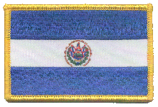 Standard Rectangle Flag Patch of El Salvador - 2¼x3½" embroidered Standard Rectangle Flag Patch of El Salvador.<BR>Combines with our other Standard Rectangle Flag Patches for discounts.