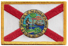 Standard Rectangle Flag Patch of State of Florida - 2¼x3½" embroidered Standard Rectangle Flag Patch of the State of Florida.<BR>Combines with our other Standard Rectangle Flag Patches for discounts.