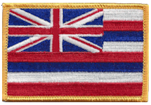 Standard Rectangle Flag Patch of State of Hawaii - 2¼x3½" embroidered Standard Rectangle Flag Patch of the State of Hawaii.<BR>Combines with our other Standard Rectangle Flag Patches for discounts.