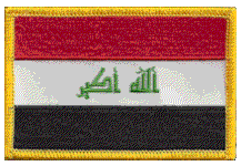 Standard Rectangle Flag Patch of Iraq - 2¼x3½" embroidered Standard Rectangle Flag Patch of Iraq.<BR>Combines with our other Standard Rectangle Flag Patches for discounts.