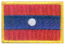 Standard Rectangle Flag Patch of Laos - 2¼x3½" embroidered Standard Rectangle Flag Patch of Laos.<BR>Combines with our other Standard Rectangle Flag Patches for discounts.