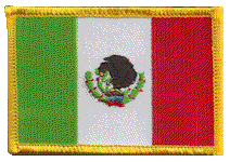 Standard Rectangle Flag Patch of Mexico - 2¼x3½" embroidered Standard Rectangle Flag Patch of Mexico.<BR>Combines with our other Standard Rectangle Flag Patches for discounts.