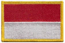 Standard Rectangle Flag Patch of Monaco - 2¼x3½" embroidered Standard Rectangle Flag Patch of Monaco.<BR>Combines with our other Standard Rectangle Flag Patches for discounts.
