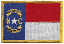 Standard Rectangle Flag Patch of State of North Carolina - 2¼x3½" embroidered Standard Rectangle Flag Patch of the State of North Carolina.<BR>Combines with our other Standard Rectangle Flag Patches for discounts.