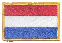 Standard Rectangle Flag Patch of Netherlands - 2¼x3½" embroidered Standard Rectangle Flag Patch of the Netherlands.<BR>Combines with our other Standard Rectangle Flag Patches for discounts.