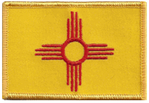 Standard Rectangle Flag Patch of State of New Mexico - 2¼x3½" embroidered Standard Rectangle Flag Patch of the State of New Mexico.<BR>Combines with our other Standard Rectangle Flag Patches for discounts.