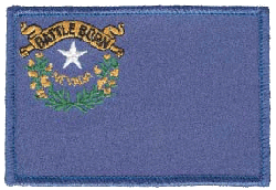 Standard Rectangle Flag Patch of State of Nevada - 2¼x3½" embroidered Standard Rectangle Flag Patch of the State of Nevada.<BR>Combines with our other Standard Rectangle Flag Patches for discounts.