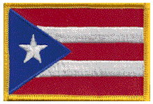 Standard Rectangle Flag Patch of Puerto Rico - 2¼x3½" embroidered Standard Rectangle Flag Patch of Puerto Rico.<BR>Combines with our other Standard Rectangle Flag Patches for discounts.