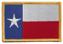 Standard Rectangle Flag Patch of State of Texas - 2¼x3½" embroidered Standard Rectangle Flag Patch of the State of Texas.<BR>Combines with our other Standard Rectangle Flag Patches for discounts.