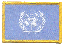 Standard Rectangle Flag Patch of United Nations - 2¼x3½" embroidered Standard Rectangle Flag Patch of the United Nations.<BR>Combines with our other Standard Rectangle Flag Patches for discounts.
