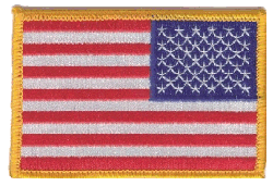 Standard Rectangle Flag Patch of United States - Reversed - 2¼x3½" embroidered Standard Rectangle Flag Patch of the United States - Reversed.<BR>Combines with our other Standard Rectangle Flag Patches for discounts.